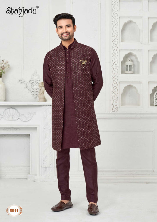 Kurta Long Jacket Set with Pants 5911